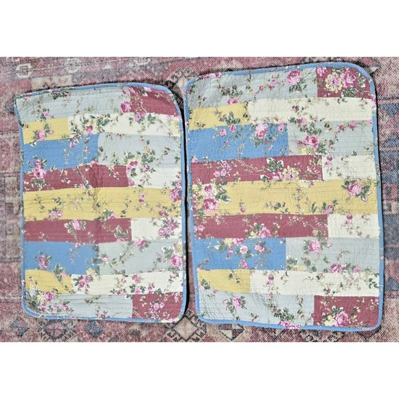 2-Vintage Laura Ashley Floral Patchwork Quilt Pillow Shams Standard CottageCore - Picture 8 of 8